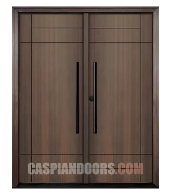 Double Entry Fiberglass Door – Mahogany Modern Solid Door