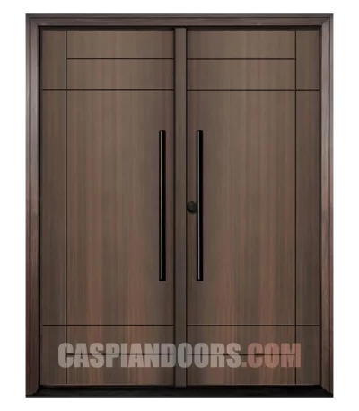 Double Entry Fiberglass Door – Mahogany Modern Solid Door