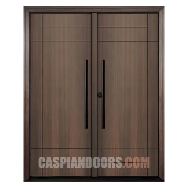 Double Entry Fiberglass Door – Mahogany Modern Solid Door