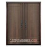 Double Entry Fiberglass Door – Mahogany Modern Solid Door
