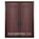 Double Entry Fiberglass Door – Mahogany Modern Solid Door