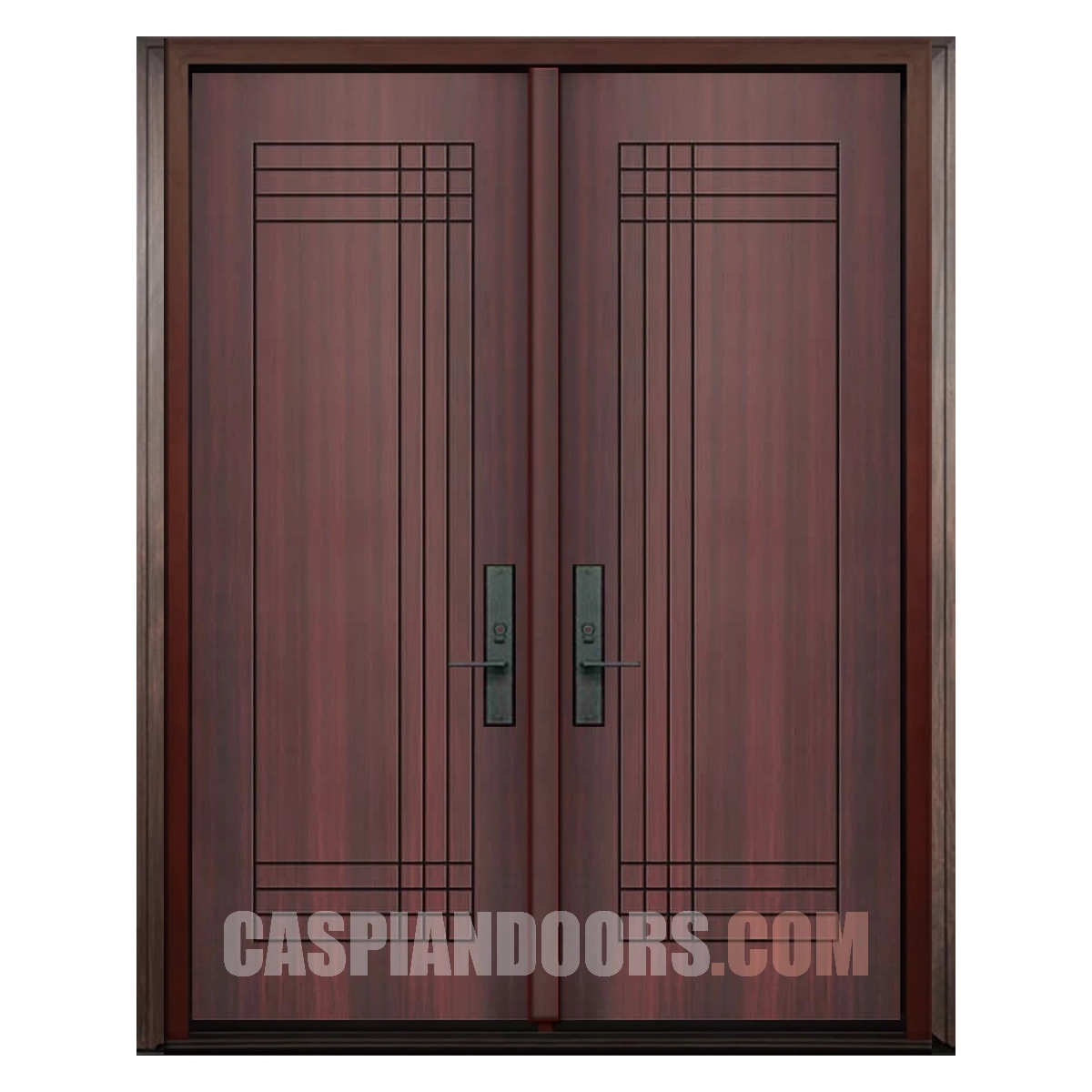 Double Entry Fiberglass Door – Mahogany Modern Solid Door