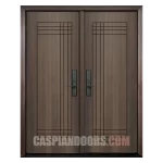 Double Entry Fiberglass Door – Mahogany Modern Solid Door