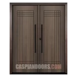 Double Entry Fiberglass Door – Mahogany Modern Solid Door