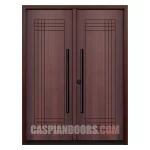 Double Entry Fiberglass Door – Mahogany Modern Solid Door