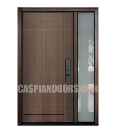 Mahogany Grain - Single Entry Fiberglass door plus one sidelite