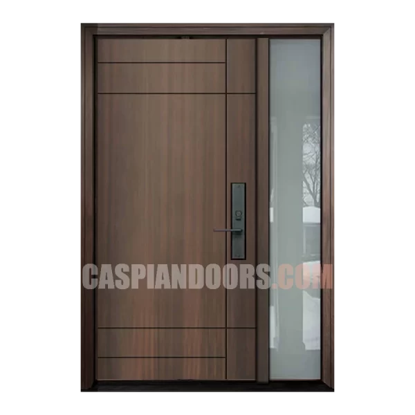 Mahogany Grain - Single Entry Fiberglass door plus one sidelite