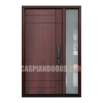 Mahogany Grain - Single Entry Fiberglass door plus one sidelite