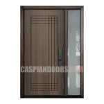 Mahogany Grain - Single Entry Fiberglass door plus one sidelite