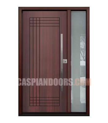 Mahogany Grain - Single Entry Fiberglass door plus one sidelite