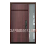 Mahogany Grain - Single Entry Fiberglass door plus one sidelite