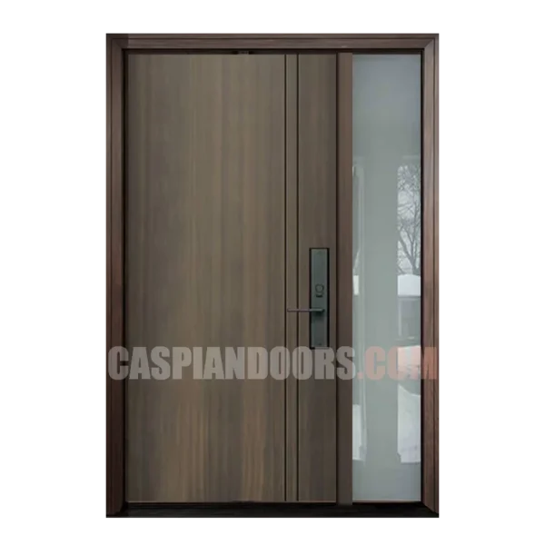 Mahogany Modern door with full panel Glass